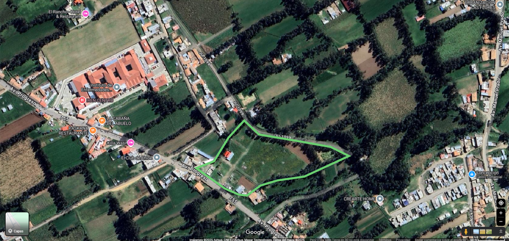 Terreno delimitado en Google Maps
